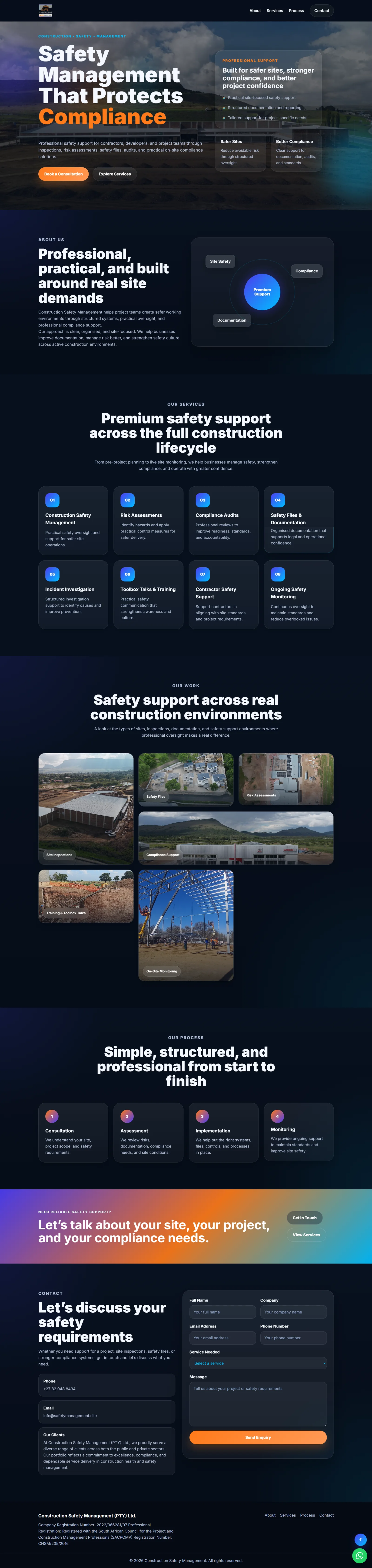 Construction Safety Management website screenshot